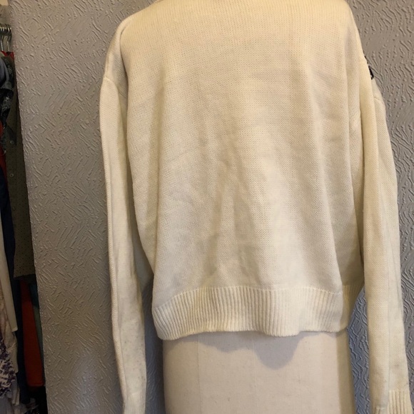 White with black rose vintage button down sweater - Picture 4 of 5